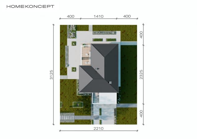 Rzut projektu HOMEKONCEPT 70 - Usytuowanie na działce
