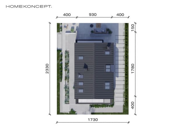 Rzut projektu HOMEKONCEPT 78 - Usytuowanie na działce