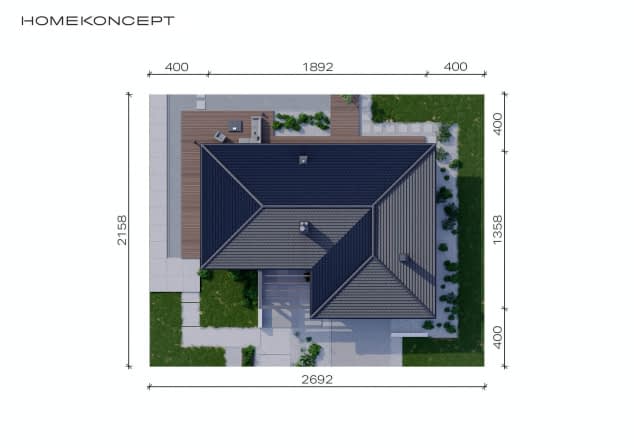 Rzut projektu HOMEKONCEPT 36 wariant 02 - Usytuowanie na działce