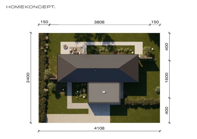 Rzut projektu HOMEKONCEPT 108 - Usytuowanie na działce