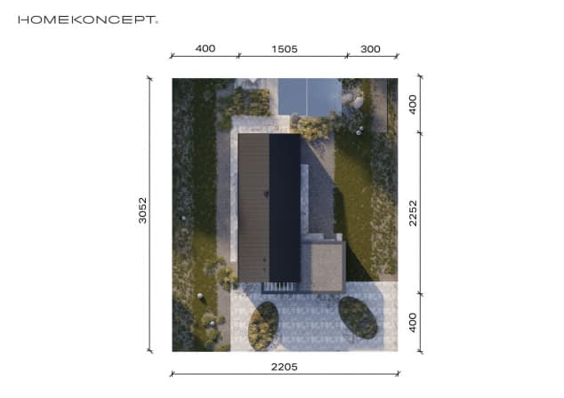 Rzut projektu HOMEKONCEPT 117 G2 wariant 02 - Usytuowanie na działce