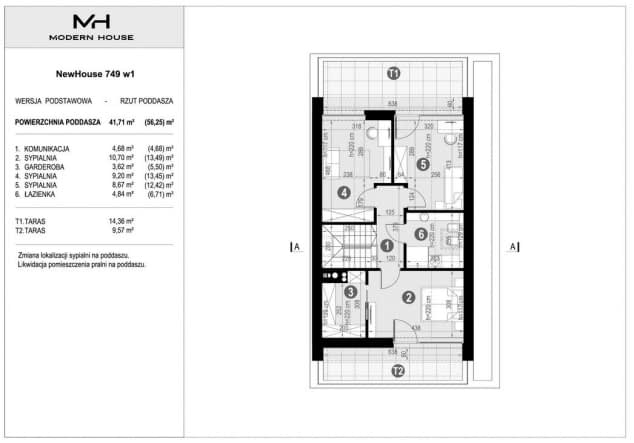 Rzut projektu NewHouse 749 w1 - Rzut poddasza