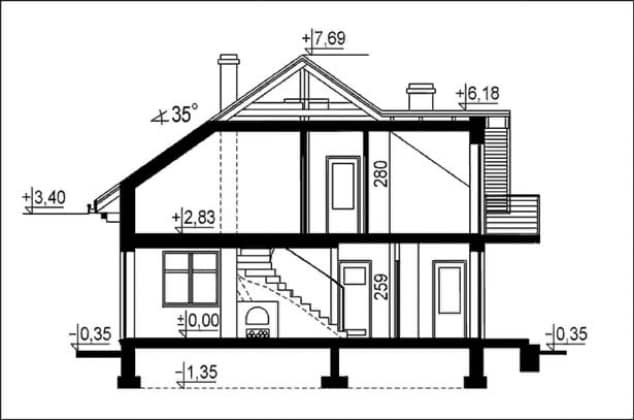 Rzut projektu WB-0028 - Przekrój