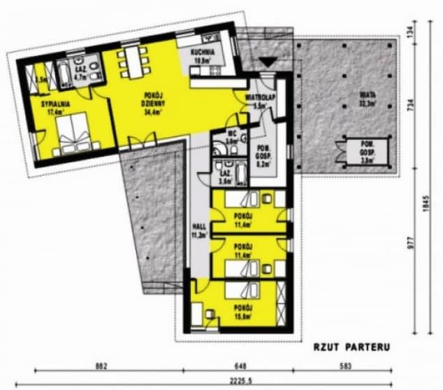 Rzut projektu WB-3957 - Parter