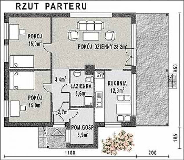 Rzut projektu WB-3334 - Parter