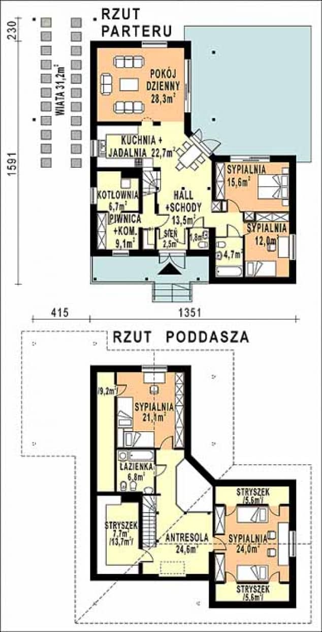 Rzut projektu WB-3335 - Parter