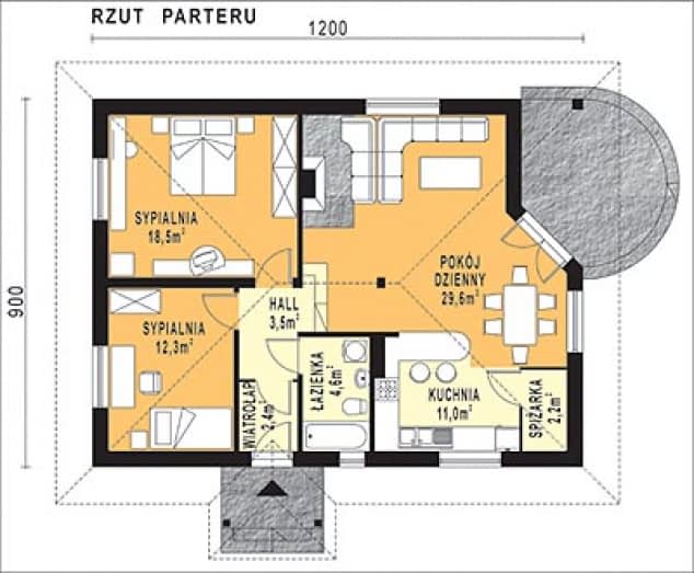 Rzut projektu WB-3337 - Parter