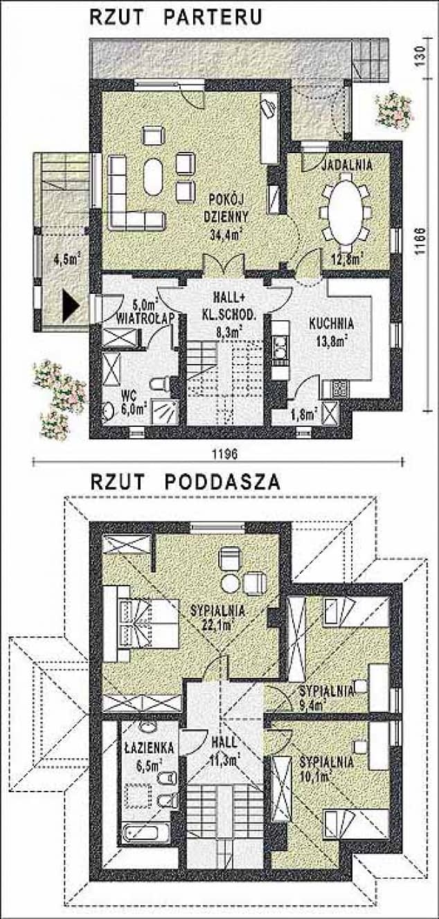 Rzut projektu WB-3344 - Parter