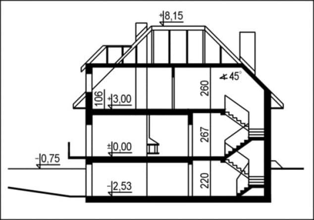 Rzut projektu WB-3344 - Przekrój