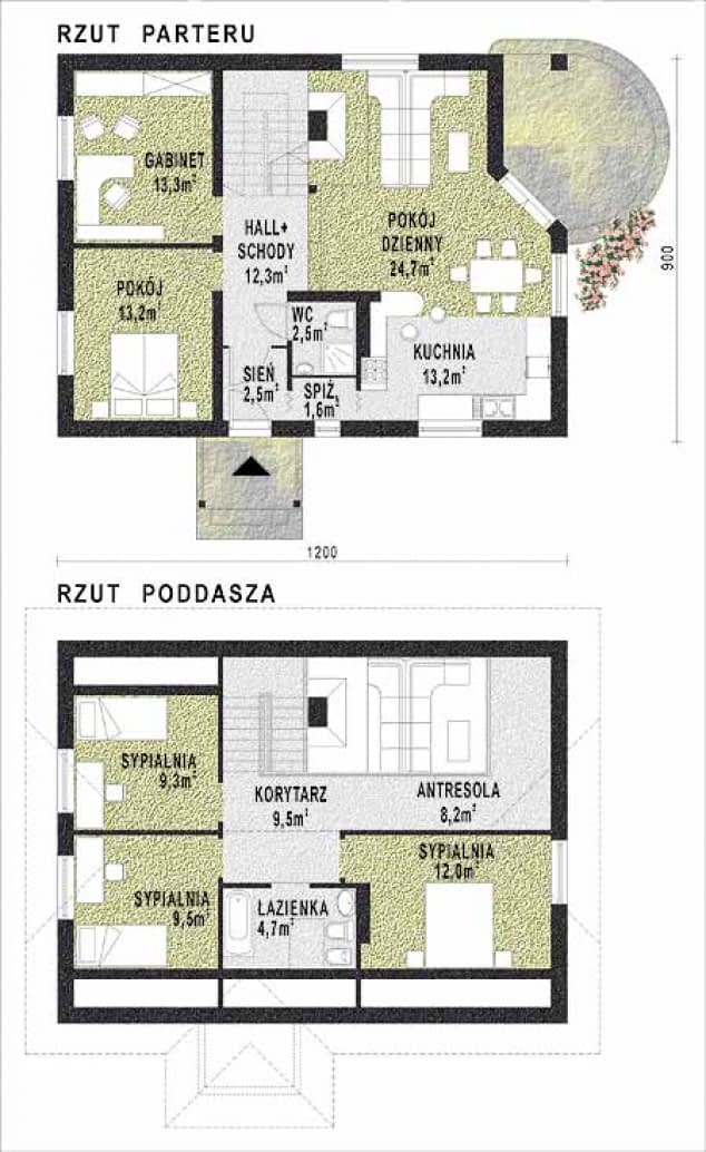 Rzut projektu WB-3361 - Parter