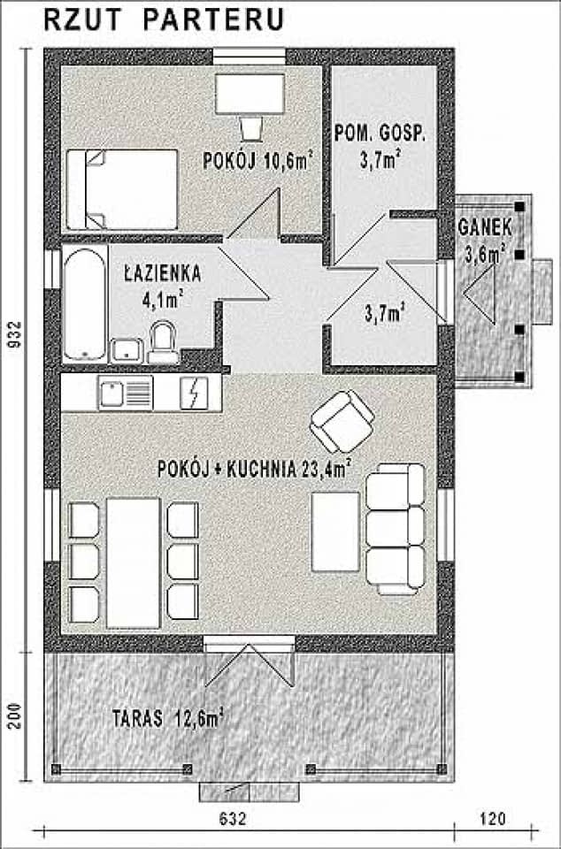 Rzut projektu WB-3383 - Parter