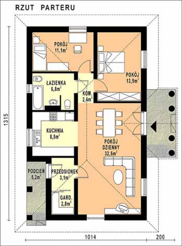 Rzut projektu WB-3398 - Parter