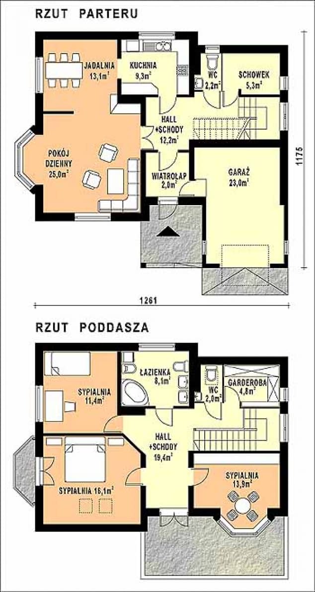 Rzut projektu WB-3404 - Parter