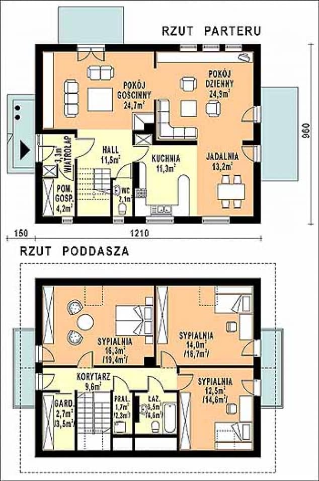 Rzut projektu WB-3405 - Parter