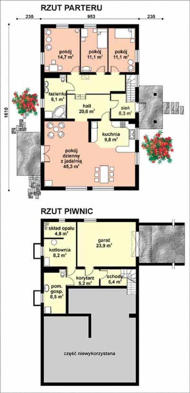 Rzut projektu WB-3416 - Parter