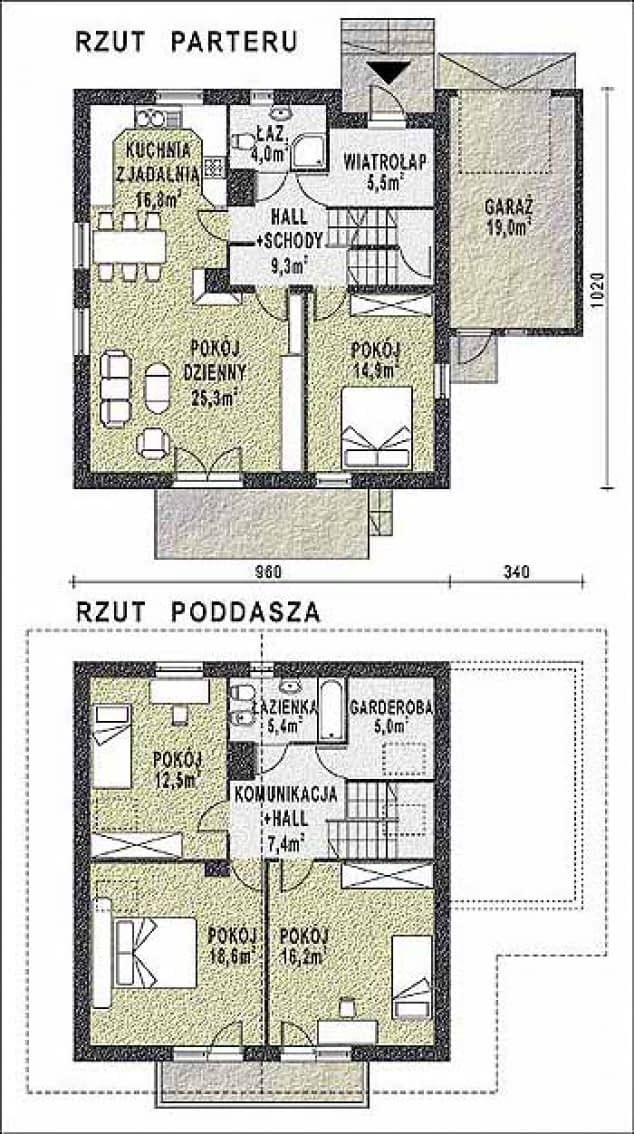 Rzut projektu WB-3442A - Parter