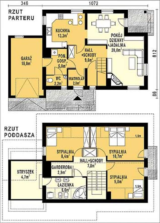 Rzut projektu WB-3460 - Parter