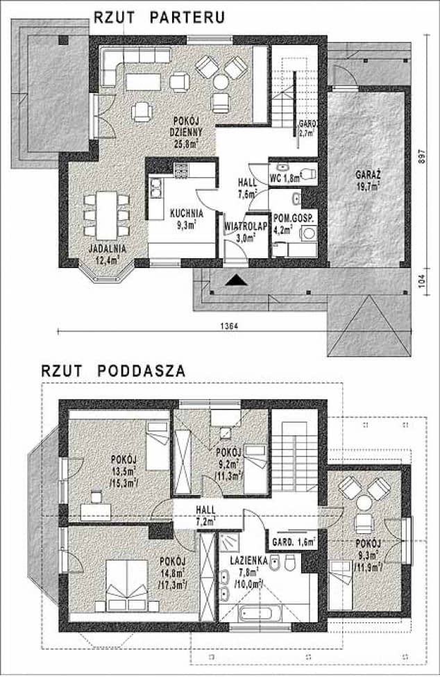 Rzut projektu WB-3463 - Parter