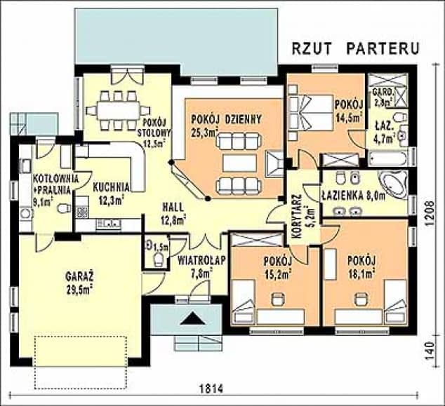 Rzut projektu WB-3467 - Parter