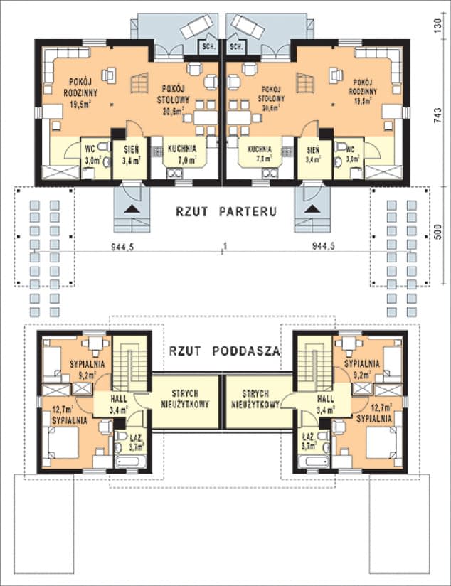 Rzut projektu WB-3485 - Parter