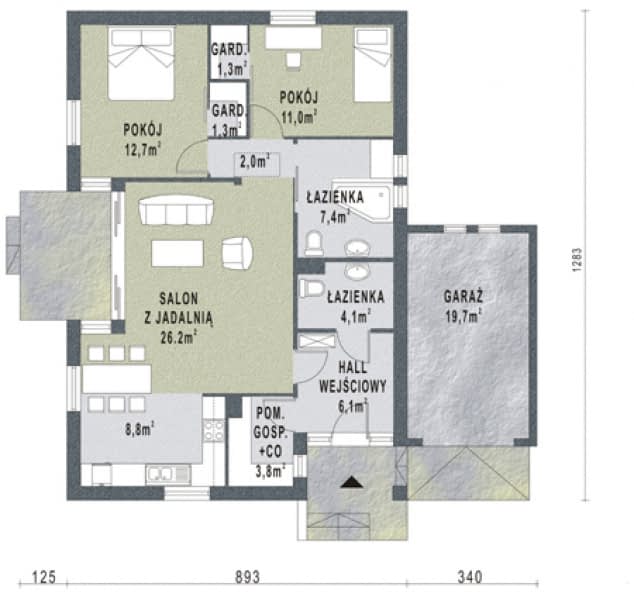 Rzut projektu WB-3486 - Parter