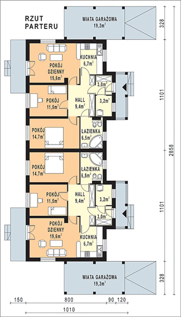 Rzut projektu WB-3490 - Parter