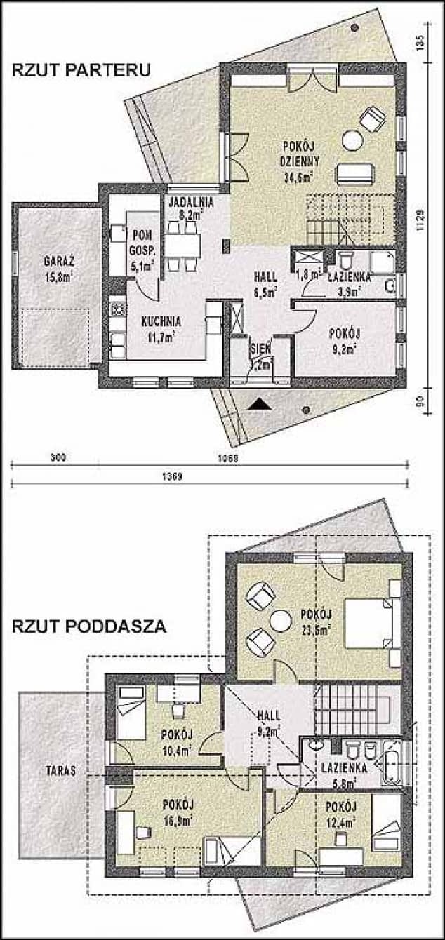 Rzut projektu WB-3493 - Parter
