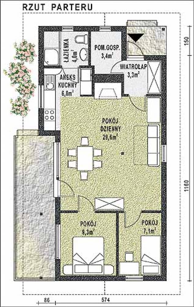 Rzut projektu WB-3910 - Parter