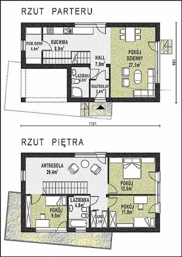 Rzut projektu WB-3913 - Parter