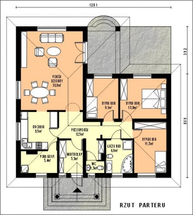 Rzut projektu WB-3926 - Parter