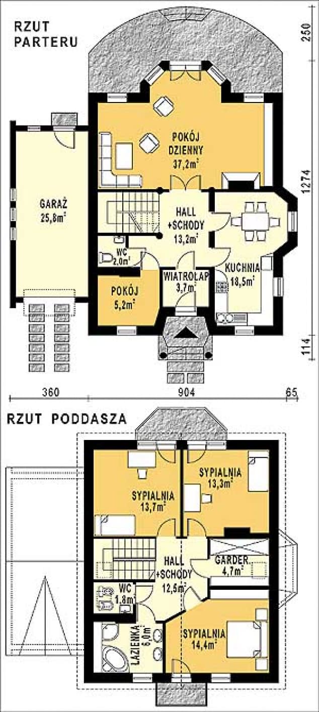 Rzut projektu WB-3929 - Parter