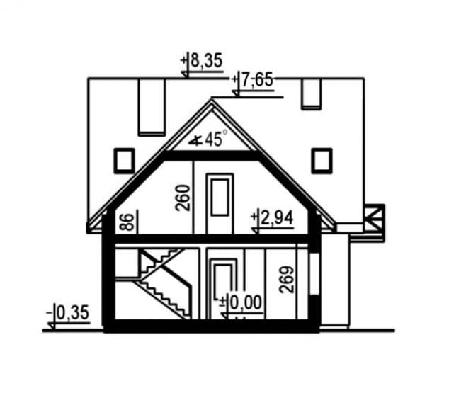 Rzut projektu WB-3938 - Przekrój