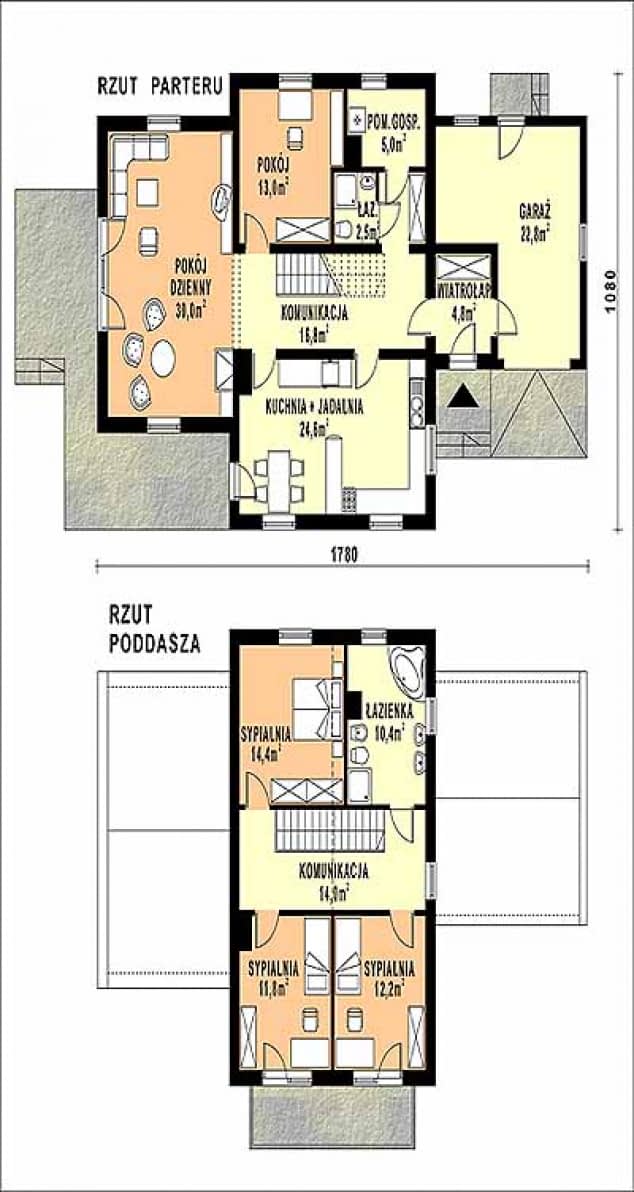 Rzut projektu WB-3956 - Parter