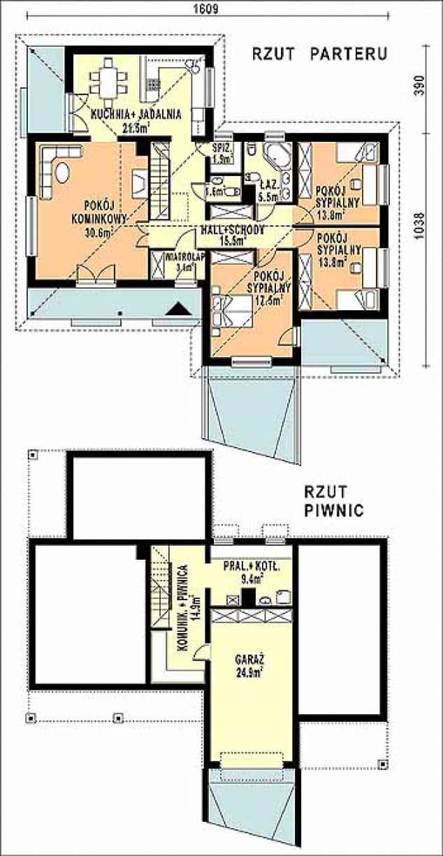 Rzut projektu WB-3968 - Parter