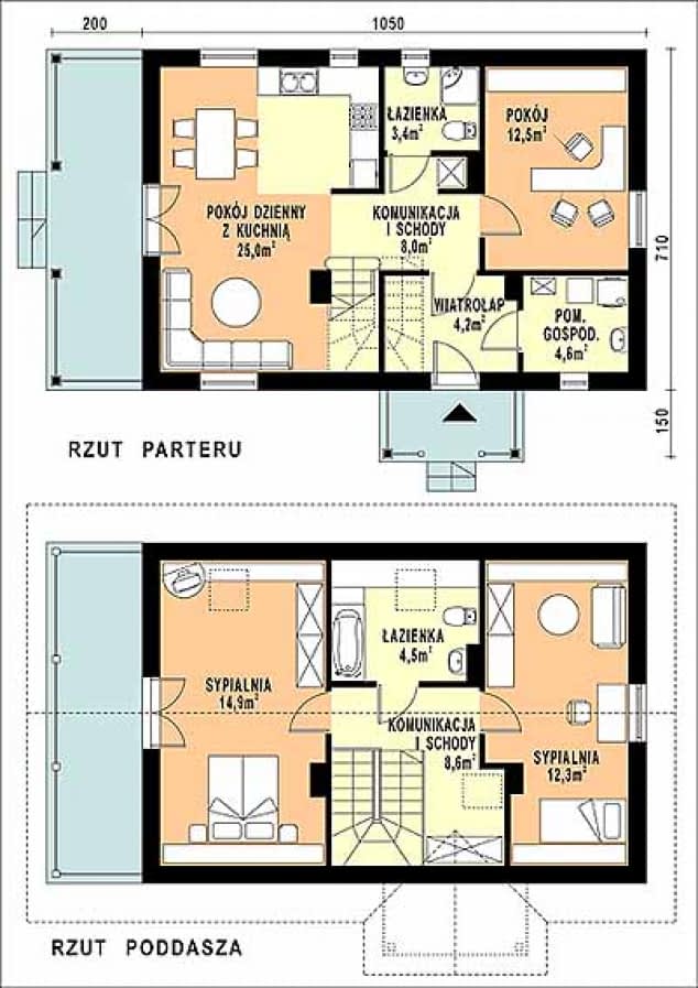 Rzut projektu WB-3977 - Parter