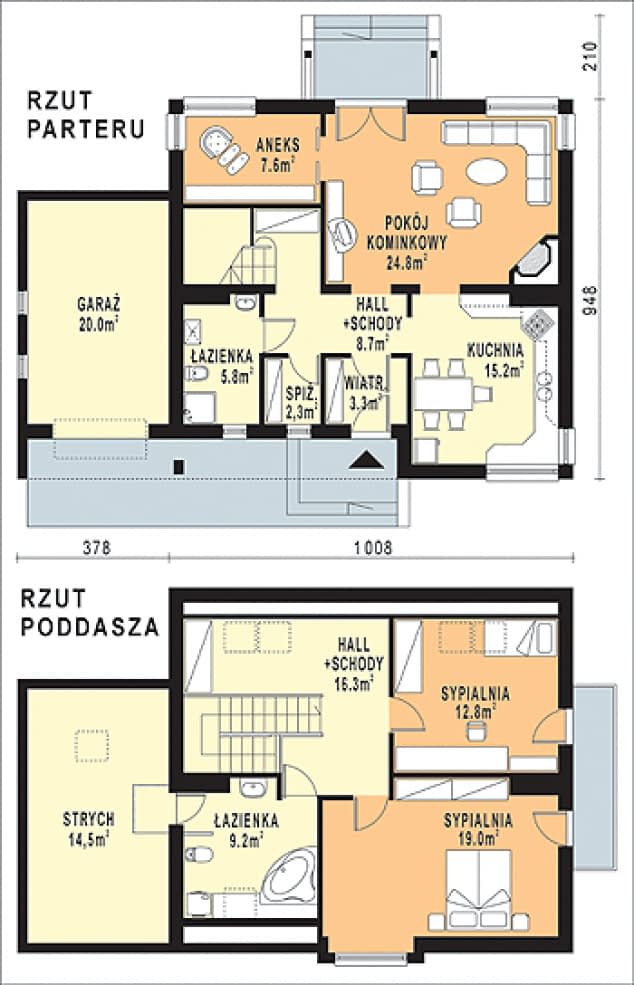 Rzut projektu WB-3994 - Parter