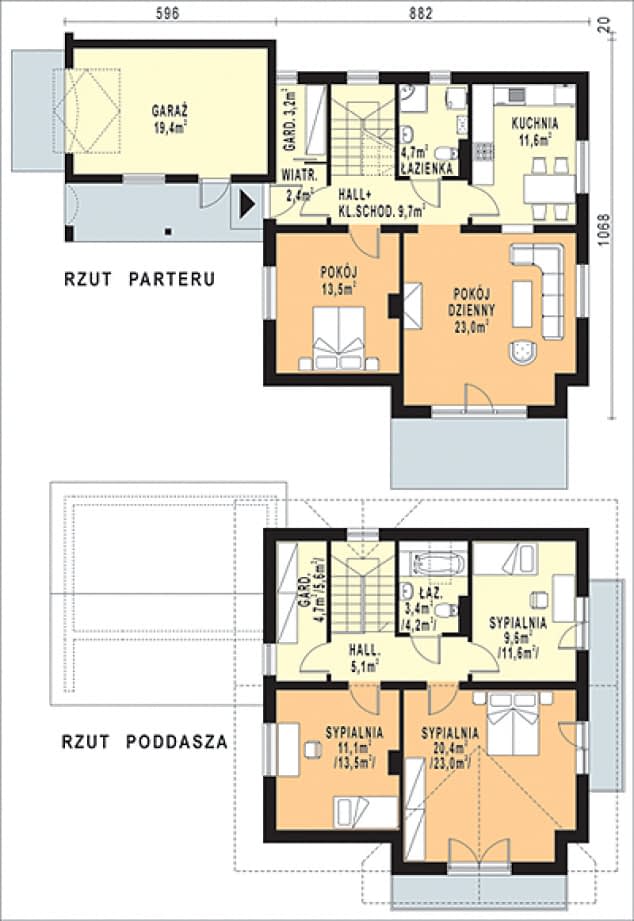 Rzut projektu WB-3995 - Parter
