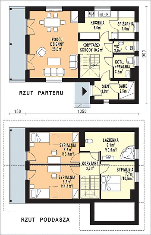 Rzut projektu WB-3996 - Parter