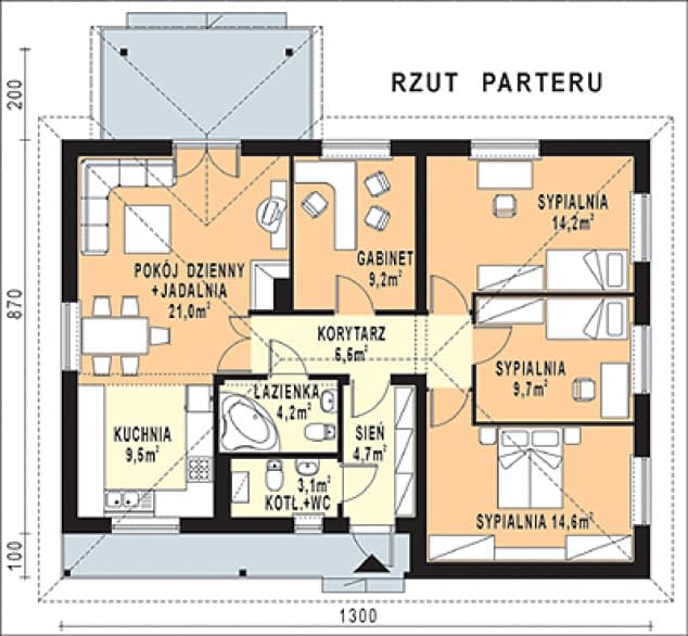 Rzut projektu WB-3997 - Parter