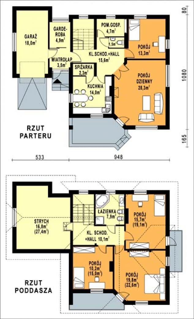 Rzut projektu WB-3350 - Parter