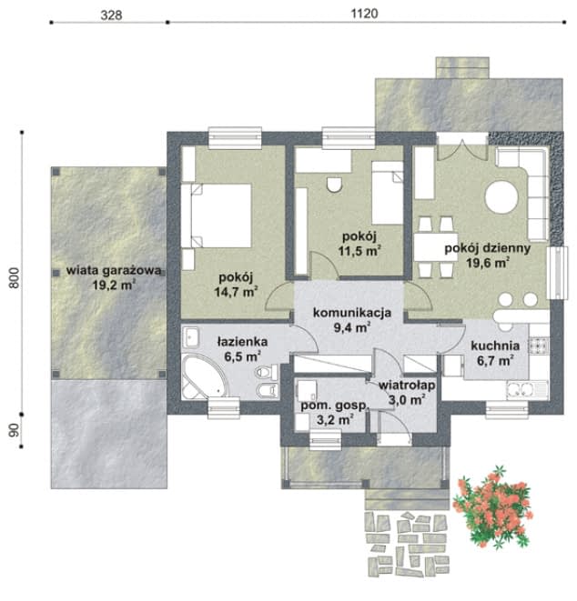 Rzut projektu WB-3482 - Parter