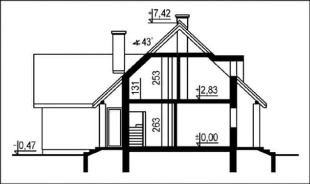 Rzut projektu WB-0004 - Przekrój