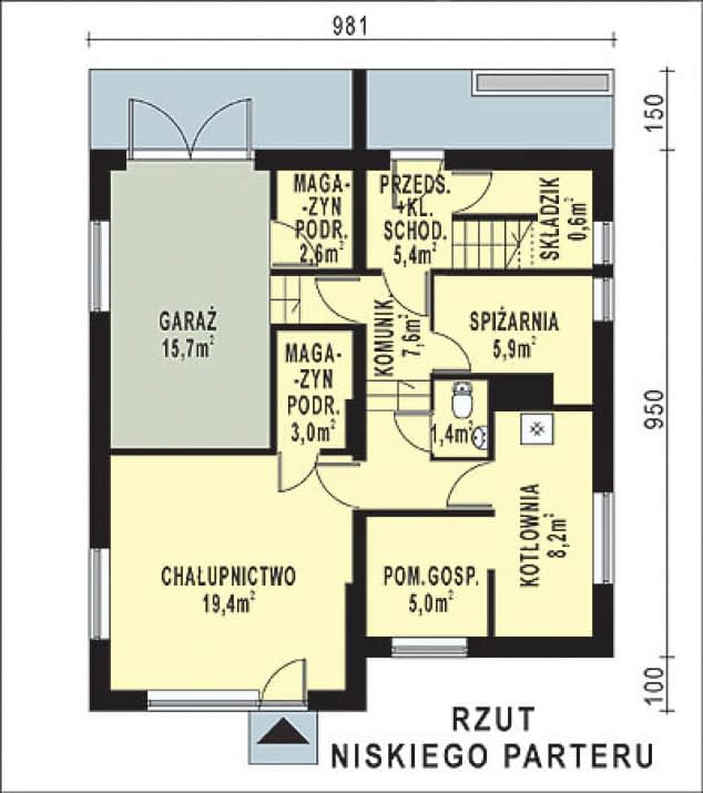 Rzut projektu WB-3302 - Parter