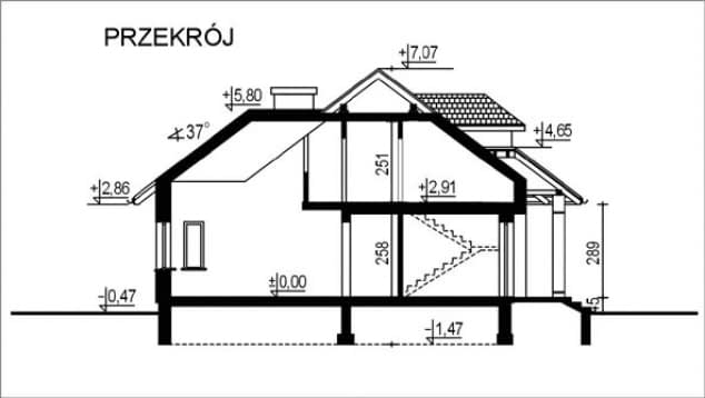 Rzut projektu WB-0011 - Przekrój