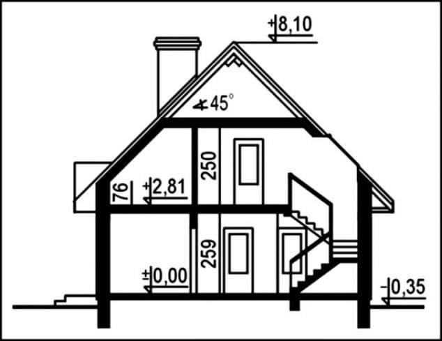 Rzut projektu WB-0002 - Przekrój