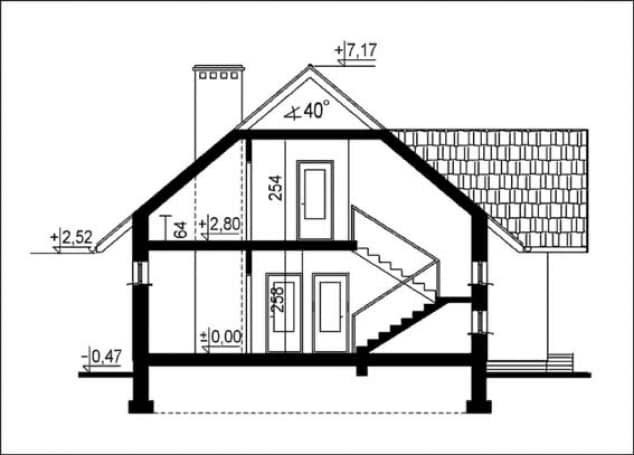 Rzut projektu WB-0037 - Przekrój