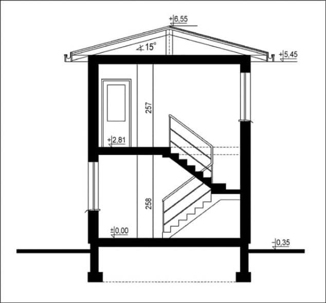 Rzut projektu WB-0022 - Przekrój