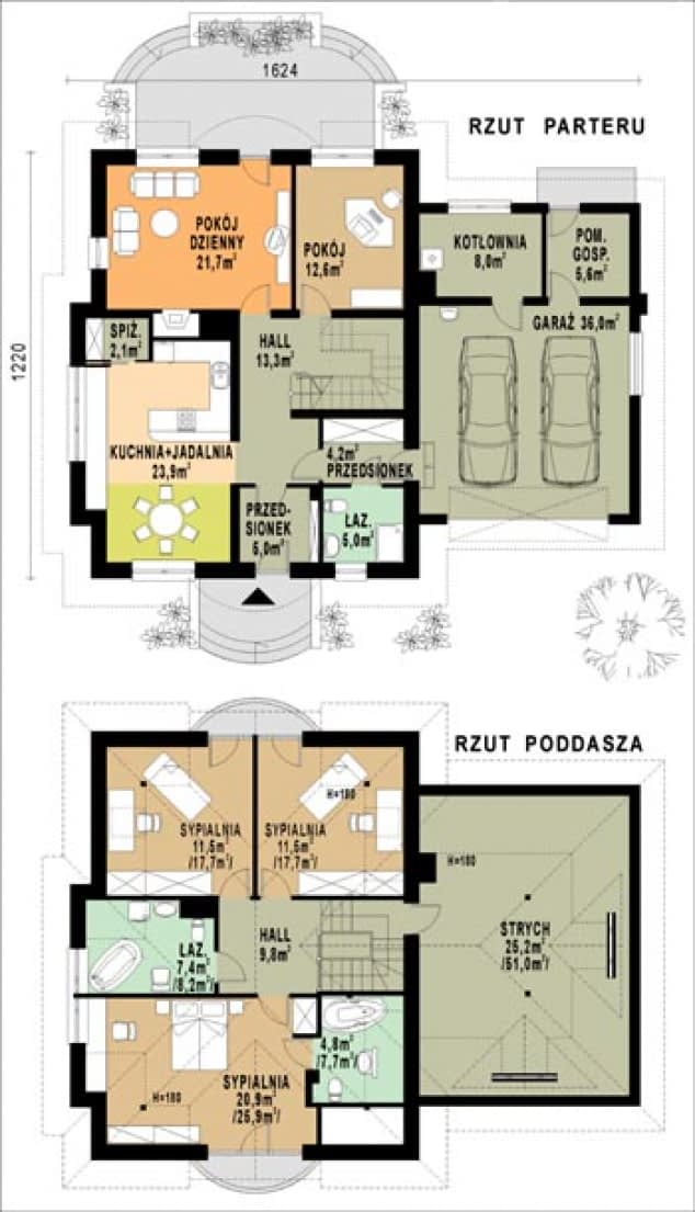 Rzut projektu WB-0052 - Parter