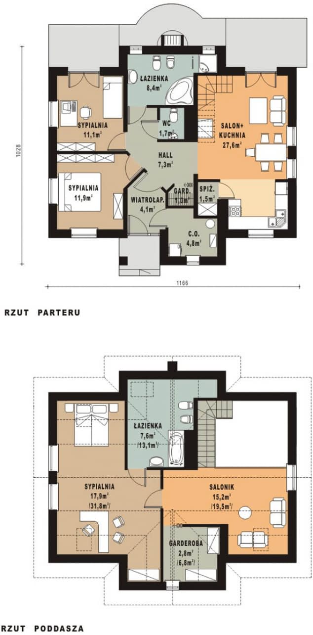 Rzut projektu WB-0067 - Parter