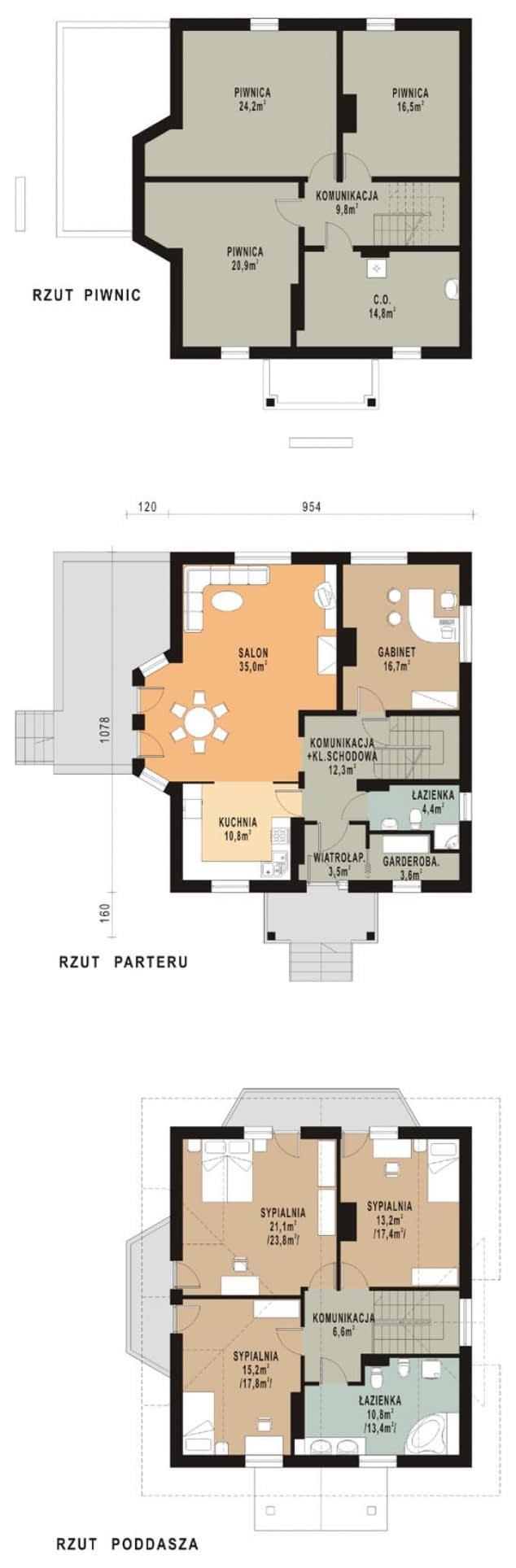Rzut projektu WB-0072 - Parter